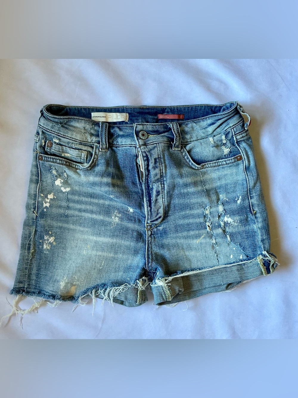 Anthropologie Light Blue Distressed Denim Shorts